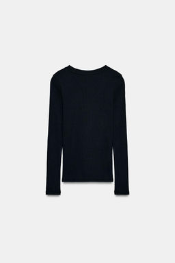 CAMISETA RIB MANGA LARGA / Carb?n - Zara фото 5
