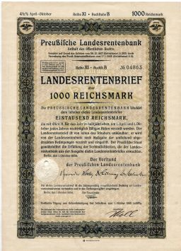 Облигация 4,5% 1000 рейхсмарок 1939 года Германия