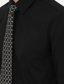 Siyah Slim Fit Pamuk Kar___ml_ Klasik G_mlek