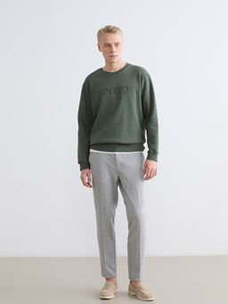 Bisiklet Yaka Bask?l? Erkek Sweatshirt