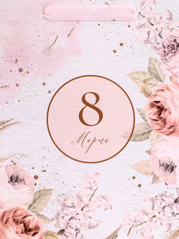 Цена за 2 шт. Пакет подарочный вертикальный С 8 Марта, ML 23?27?11.5 см