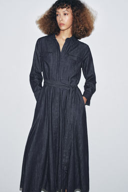 ZW COLLECTION DENIM BELTED DRESS - Zara фото 2
