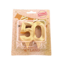 Цена за 2 шт. Свеча для торта юбилейная «Грань», цифра 50, золотой блеск, 8 см