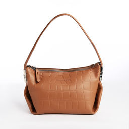 Сумка женская багет на молнии, 25×11×16 см, бежевая