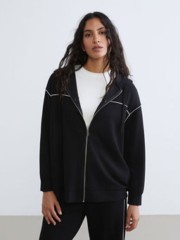 Kap??onlu Oversize Kad?n Fermuarl? Sweatshirt