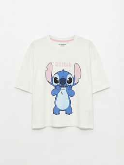 Bisiklet Yaka Stitch Bask?l? Kad?n Pijama ?st?