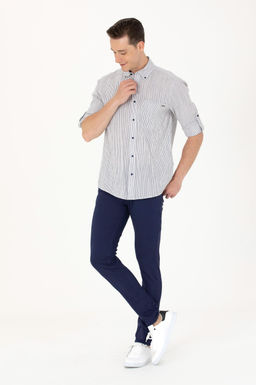 U. S. Polo Assn Мужская белая рубашка в темно-синюю полоску - U.s. polo assn фото 4