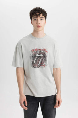 Футболка с короткими рукавами и круглым вырезом Rolling Stones Comfort Fit - Defacto фото 4
