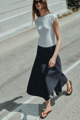 FALDA Z1975 MIDI CAPA DENIM VOLANTE / Azul - Zara фото 3