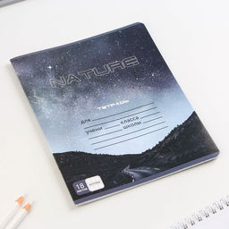 Цена за 5 шт. Тетрадь в клетку, 18 листов, А5, на скрепке, блок №1, Grey, МИКС