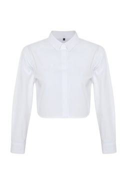 Plaj Giyim Beyaz Dokuma S?rt Dekolteli Crop Gomlek TBESS24GO00012