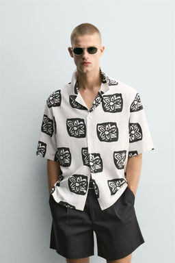 CAMISA RELAXED FIT ESTAMPADO CONTRASTE / Blanco - Zara фото 2