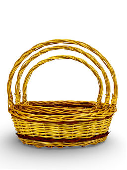 Корзина плетёная для хранения Vento, с ручкой, коричневая, набор 3 шт.