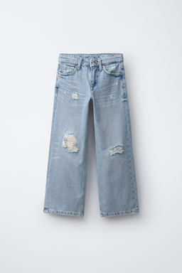JEANS WIDE LEG CROCHET / Azul