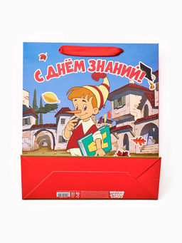 Цена за 2 шт. Пакет подарочный детский «С Днём знаний. Буратино», М 30×26×9 см