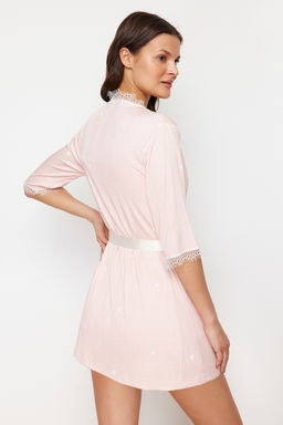 Trendyolmilla Pembe 5li Kusakl? Kurdele/Fiyonklu Fitilli Sortlu Orme Sabahl?kl? Pijama Tak?m? THMSS24PT00380  фото 8