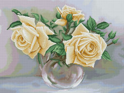 Вышивка крестиком 40х50см, Белые розы