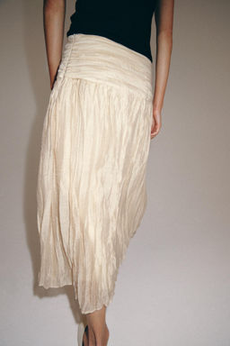 FALDA MIDI DRAPEADA ZW COLLECTION / Beige - Zara фото 3