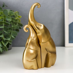 Набор фигурок полистоун «Два африканских слона», бронза, 2 шт., 15.5×10×5 см