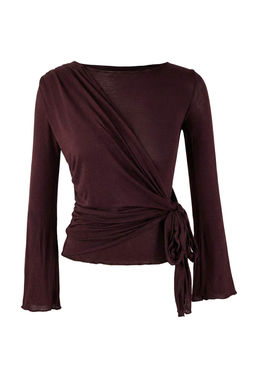 Kahverengi Transparan Regular/Normal Kal?p Baglama Detayl? Premium Yumusak Orme Bluz TWOSS26BZ00041