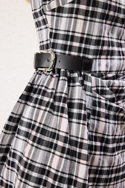 Siyah Ekose / Kareli A Kesim Aksesuar Detayl? Mini Dokuma Elbise TWOSS25EL00550 - Trendyolmilla фото 4