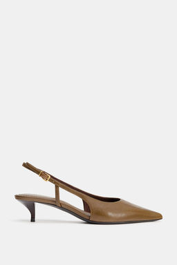 LEATHER KITTEN HEEL SHOES - Zara фото 10