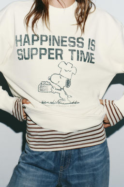 WASHED EFFECT SNOOPY PEANUTS SWEATSHIRT - Zara фото 5