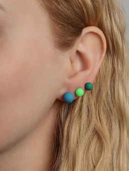 Серьги пусеты QF «Рэйчел», 15 пар, бусины d=6-10 мм, цвет МИКС