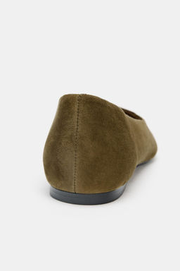 POINTED SPLIT SUEDE BALLET FLATS - Zara фото 9