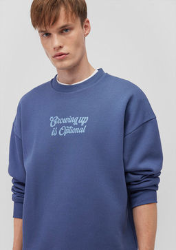 S?rt Bask?l? Lacivert Sweatshirt - Mavi фото 2
