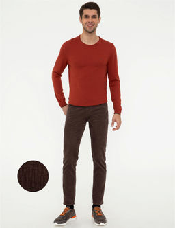 A__k Kahverengi Slim Fit Kanvas Pantolon