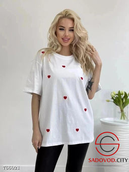 Футболка оверсайз с принтом сердечки - Bruno фото 3