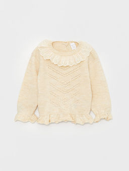 Bisiklet Yaka Kendinden Desenli K?z Bebek Triko Kazak - Waikiki фото 3