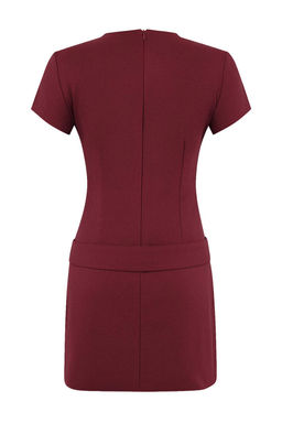 Bordo Kemerli K?sa / Mini Dokuma Elbise TWOSS26EL00057