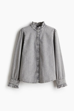 Blusa denim con ribetes de volante - H&m фото 2