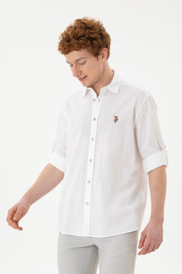 Мужская белая базовая рубашка с длинным рукавом - U.s. polo assn фото 3