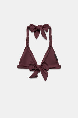 TOP BIKINI TRIANGULAR PLISADO / Marr?n - Zara фото 5