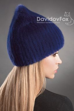 Шапка Бини норка индиго