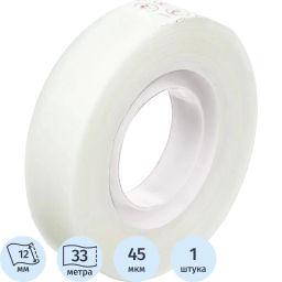 Клейкая лента канцелярская KORES 12х33 невидимая 53302