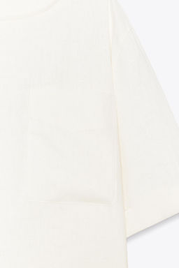 ZW COLLECTION LINEN SHORT SLEEVE TOP - Zara фото 7