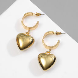Серьги пластик Сердца объёмные, цвет золото - Qf фото 2