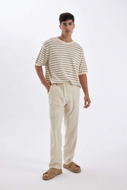 Yazl?k Keten Kar?s?ml? Jogger Pantolon Relax Fit Rahat Kesim Dar Paca Cepli - Defacto фото 7