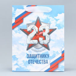 Цена за 2 шт. Пакет подарочный ламинированный, упаковка, «С 23 февраля», MS 18×23×10 см