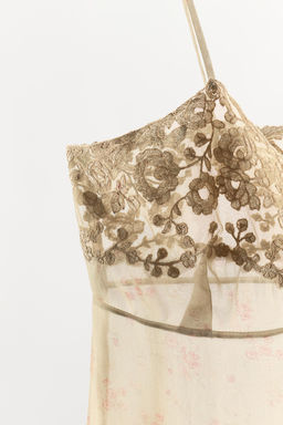 TOP ORGANZA ESTAMPADO BORDADOS / Crudo - Zara фото 7