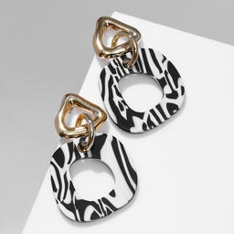 Серьги акриловые «Зебра», цепи, чёрно-белые в золоте