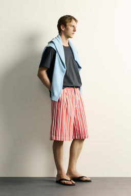BERMUDA WIDE FIT RAYAS / Rojo - Zara фото 4