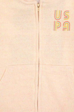 K_z _ocuk A__k Pembe Kap__onlu Fermuarl_ Sweatshirt