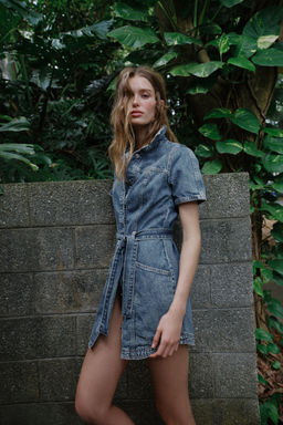 VESTIDO Z1975 MINI DENIM CINTUR?N / Azul - Zara фото 5