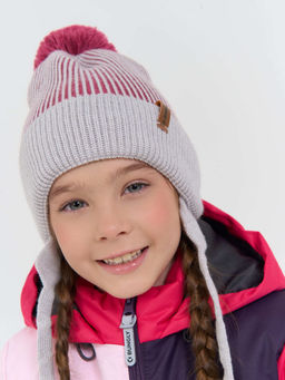 Шапка из смесовой шерсти Брусника на завязках