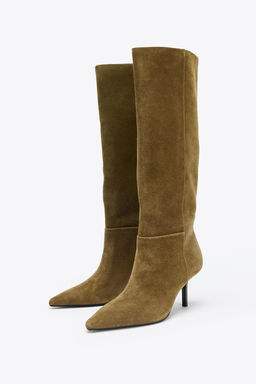 SPLIT SUEDE STILETTO HEEL BOOTS - Zara фото 4